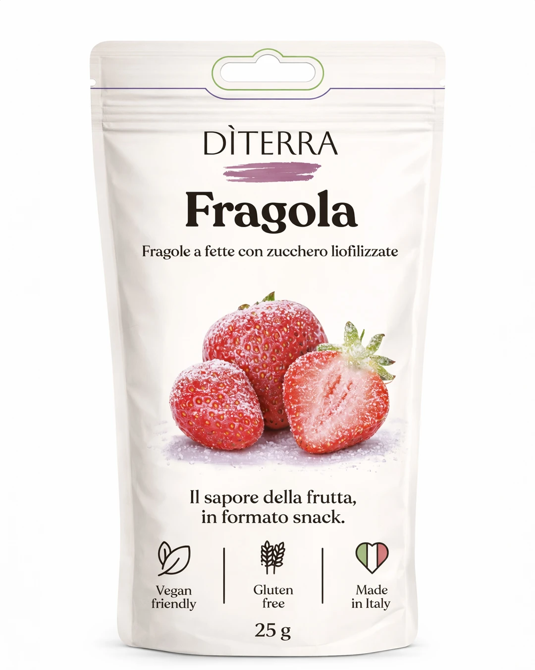 Fragole a fette con zucchero liofilizzate
